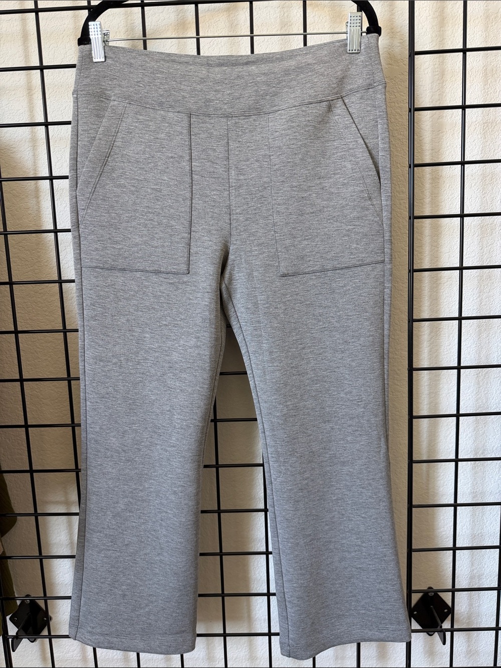 CAbi Light Gray Wide-Leg Knit Pants